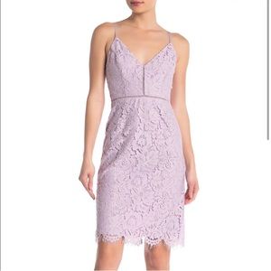 ASTR the label floral lace lilac purple dress tight knee length XS